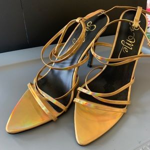 Gold strappy heels